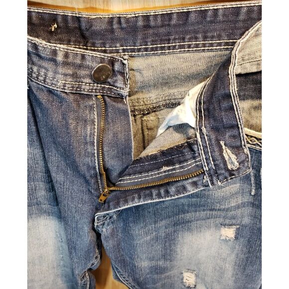 GS115 Gramercy SF Mens Jeans 36x31 Light Wash Gray Silver Y2K Distressed Style - Picture 8 of 16